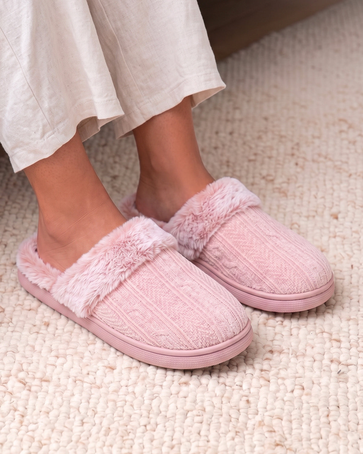 Chaussons Mules Femme BLOUP maille Blush