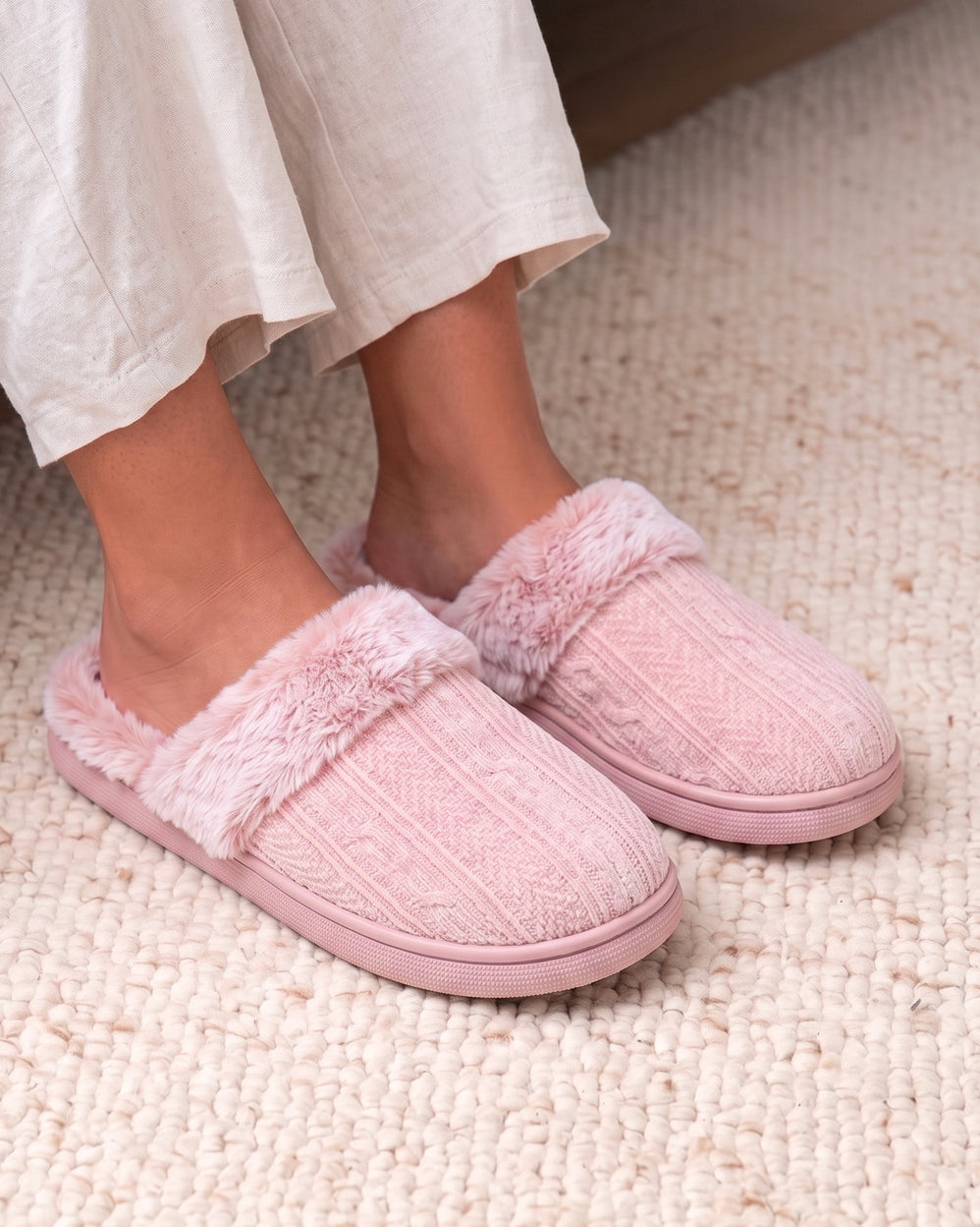 Chaussons Mules Femme BLOUP maille Blush - Isotoner
