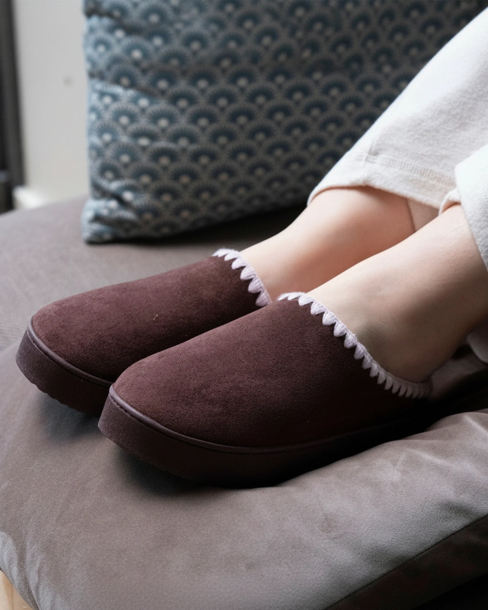 Chaussons mules plateforme Femme Cachou - Isotoner
