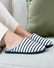 Chaussons mules Femme Rayures bleues