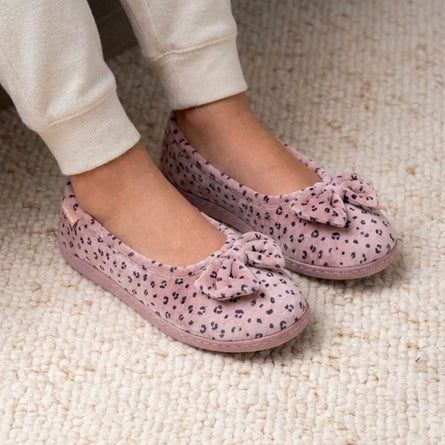 Chaussons ballerines Femme ergonomiques Léopard blush - Isotoner