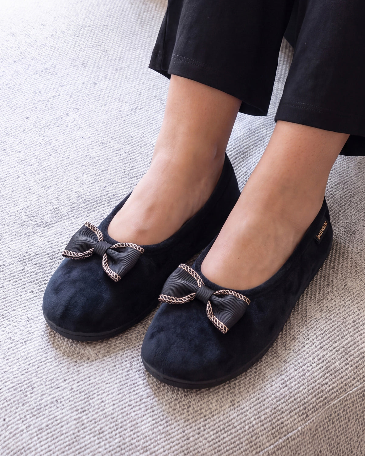 Chaussons Ballerines Femme Noir Chaîne