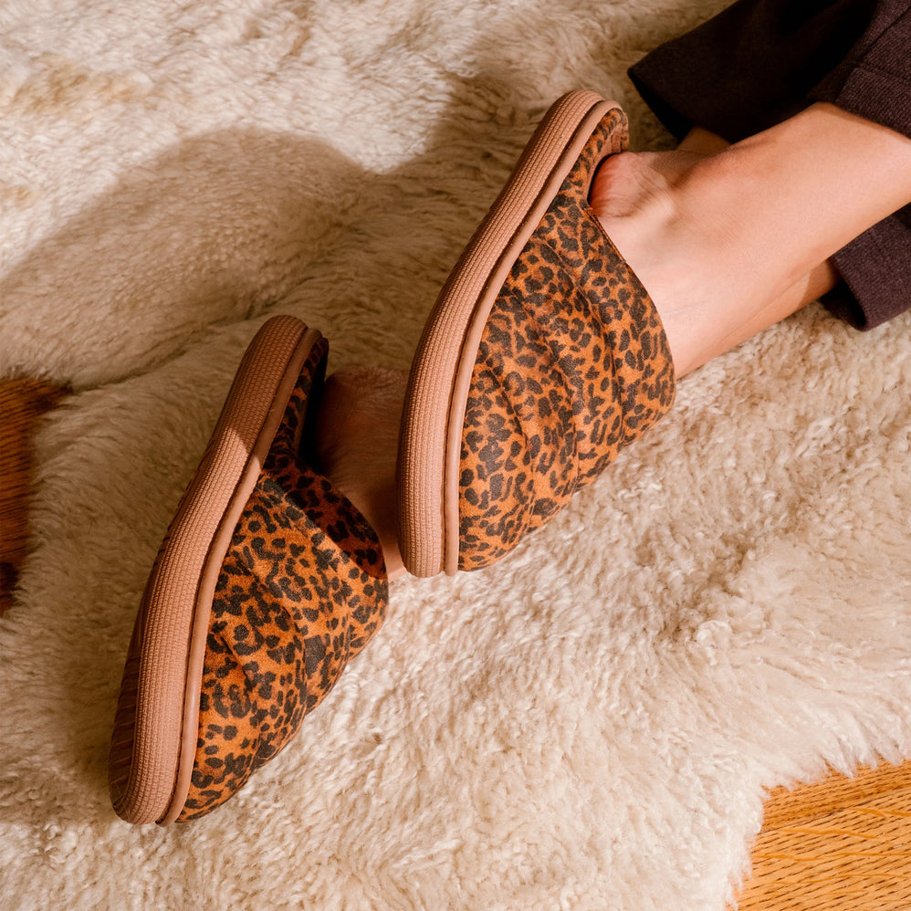 Chaussons mules Femme BLOUP Léopard camel - Isotoner