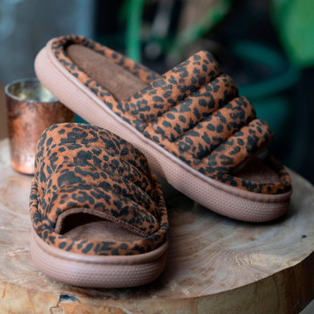 Chaussons sandales Femme BLOUP Léopard camel - Isotoner