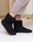Chaussons Bottillons Tricot Femme Noir