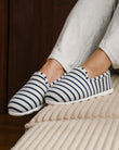 Chaussons charentaises Femme Rayures bleues