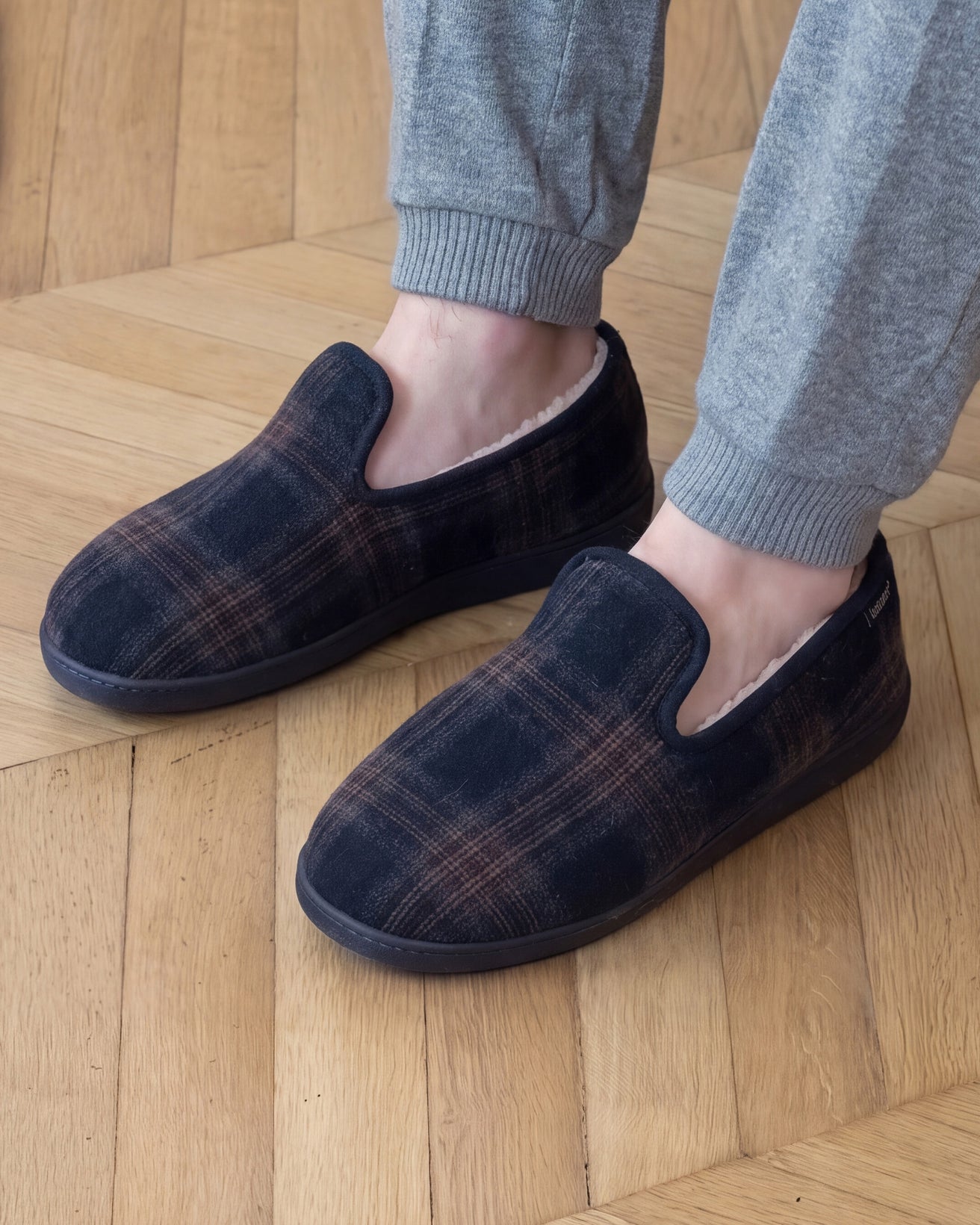 Chaussons Charentaises Homme Tartan Marine