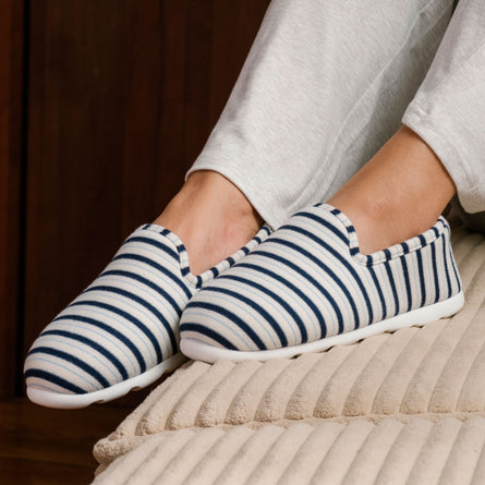 Chaussons charentaises Femme Rayures bleues - Isotoner