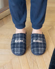 Chaussons Mules Homme Tartan Marine