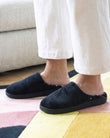 Chaussons Mules Femme Noir Rayures roses
