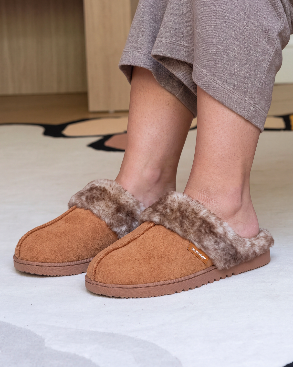 Chaussons mules Femme Camel