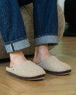 Chaussons Mules Homme feutrine Beige