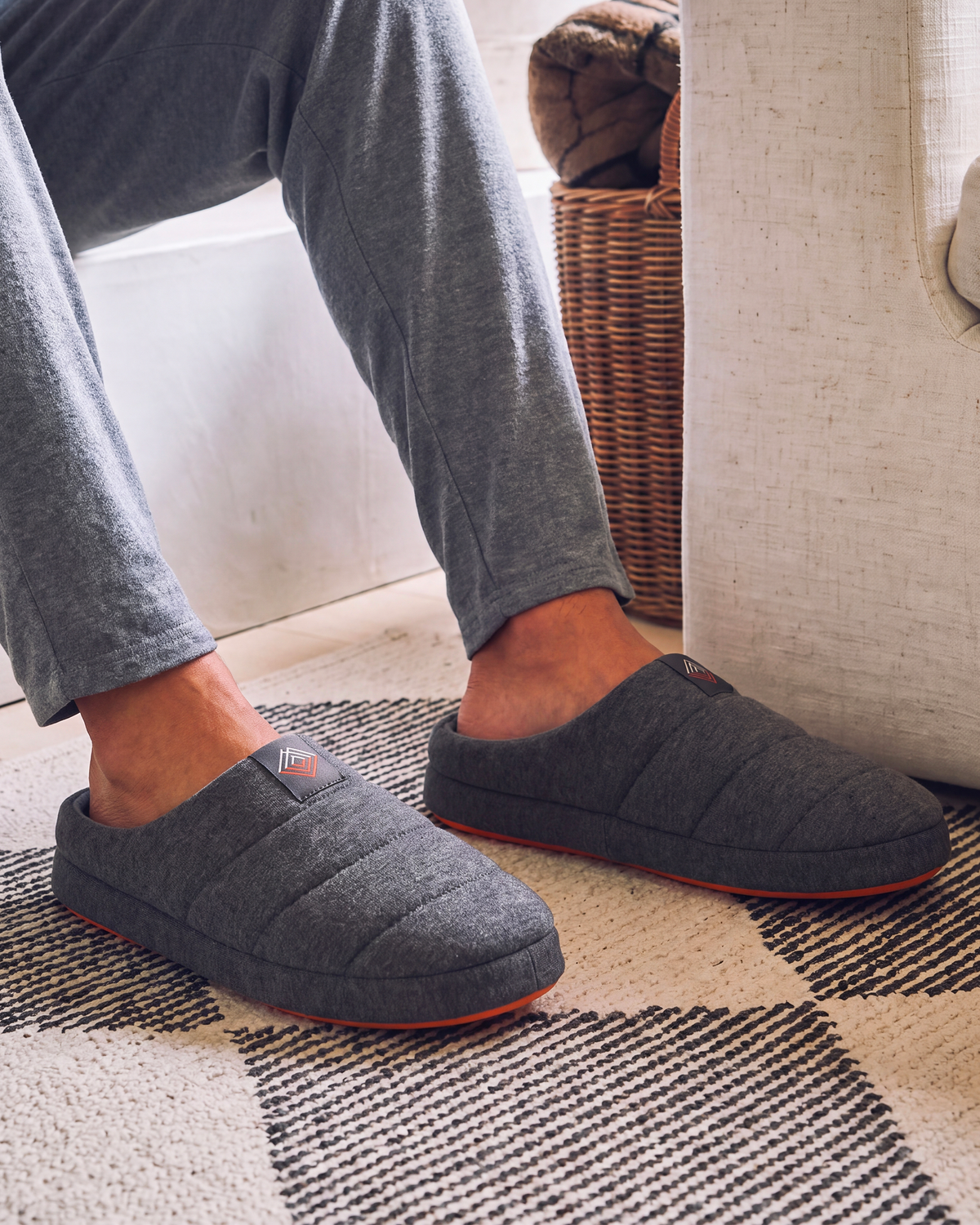 Chaussons mules Homme Gris chiné