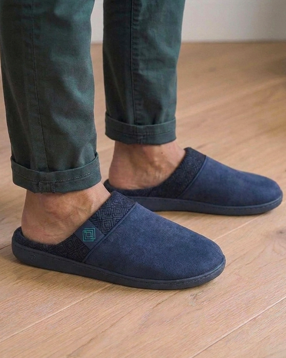 Chaussons Mules Homme Marine Vert