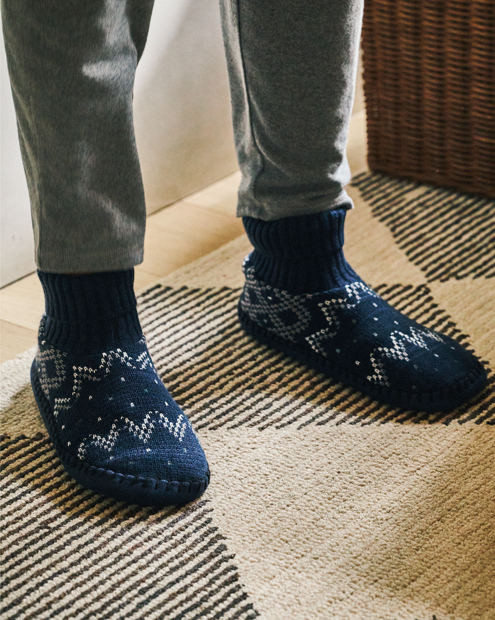Chaussons scandinaves Femme Jacquard marine - Isotoner