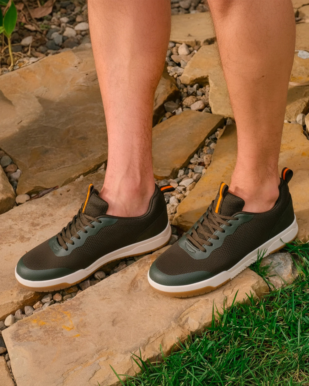 Baskets Homme à lacets Kaki - Isotoner