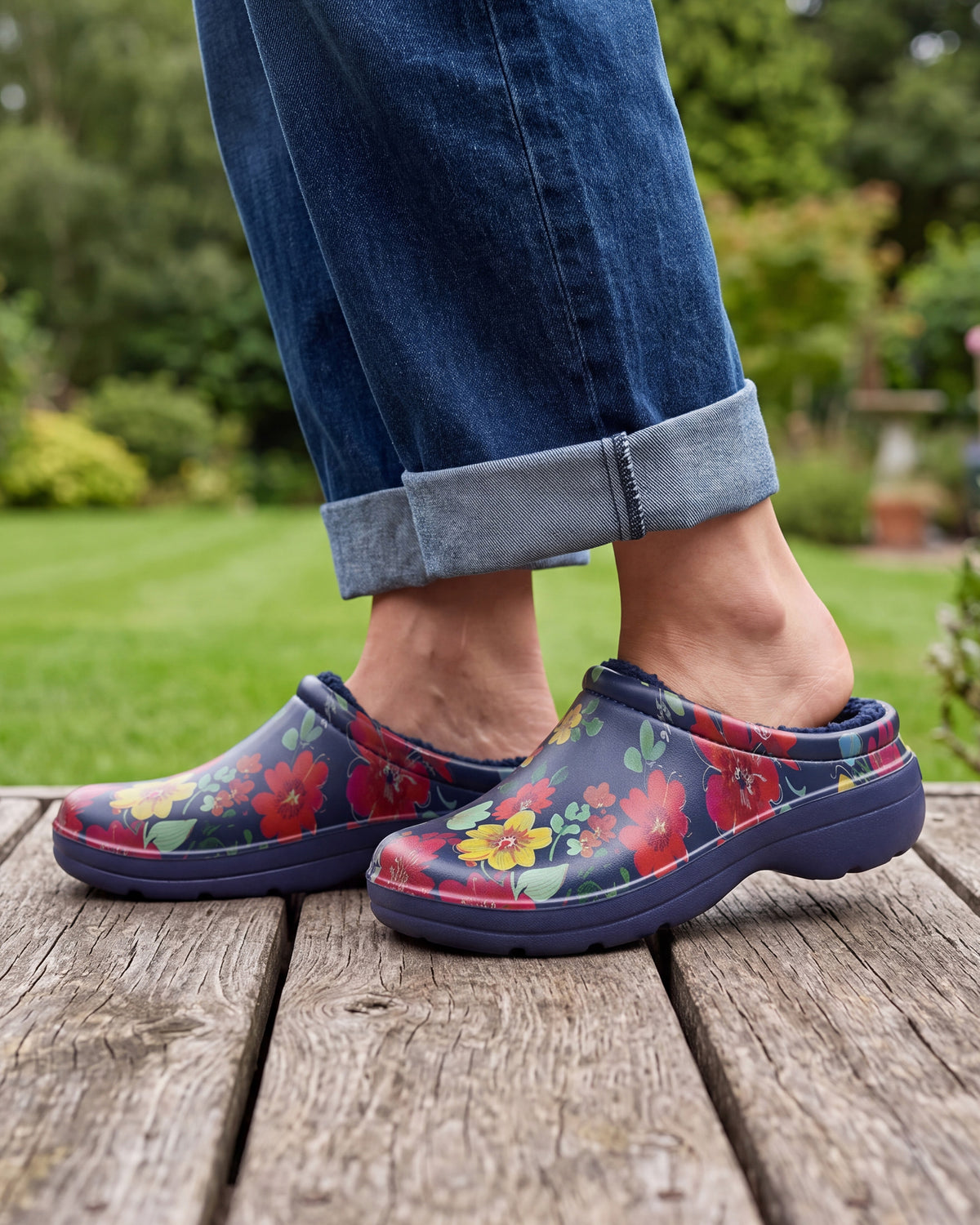 Sabots de jardin Femme fourrés Fleurs