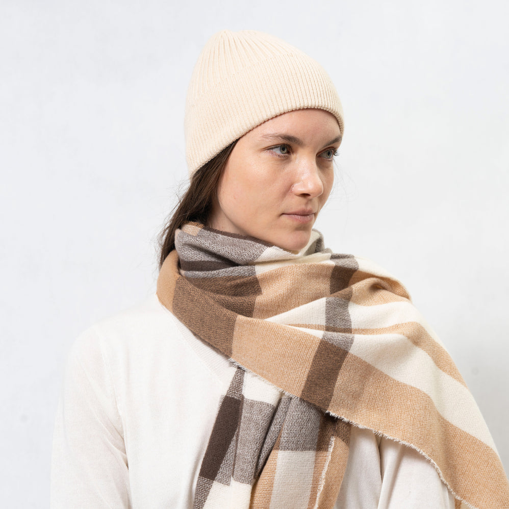 Écharpe Femme Ultra-doux Tartan Beige/Marron - Isotoner