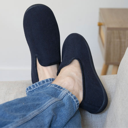 Chaussons charentaises Homme Marine velours - Isotoner