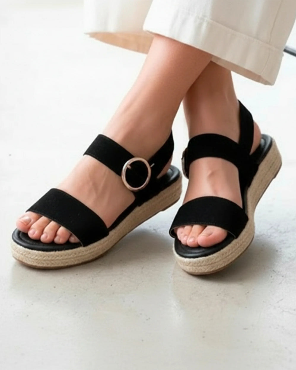 Sandales Femme corde tressée Noir - Isotoner