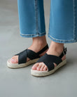 Sandales Femme croisées en corde Noir