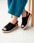 Sandales Femme semelle plateforme corde Noir