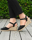Espadrilles fermées Femme talon corde Noir