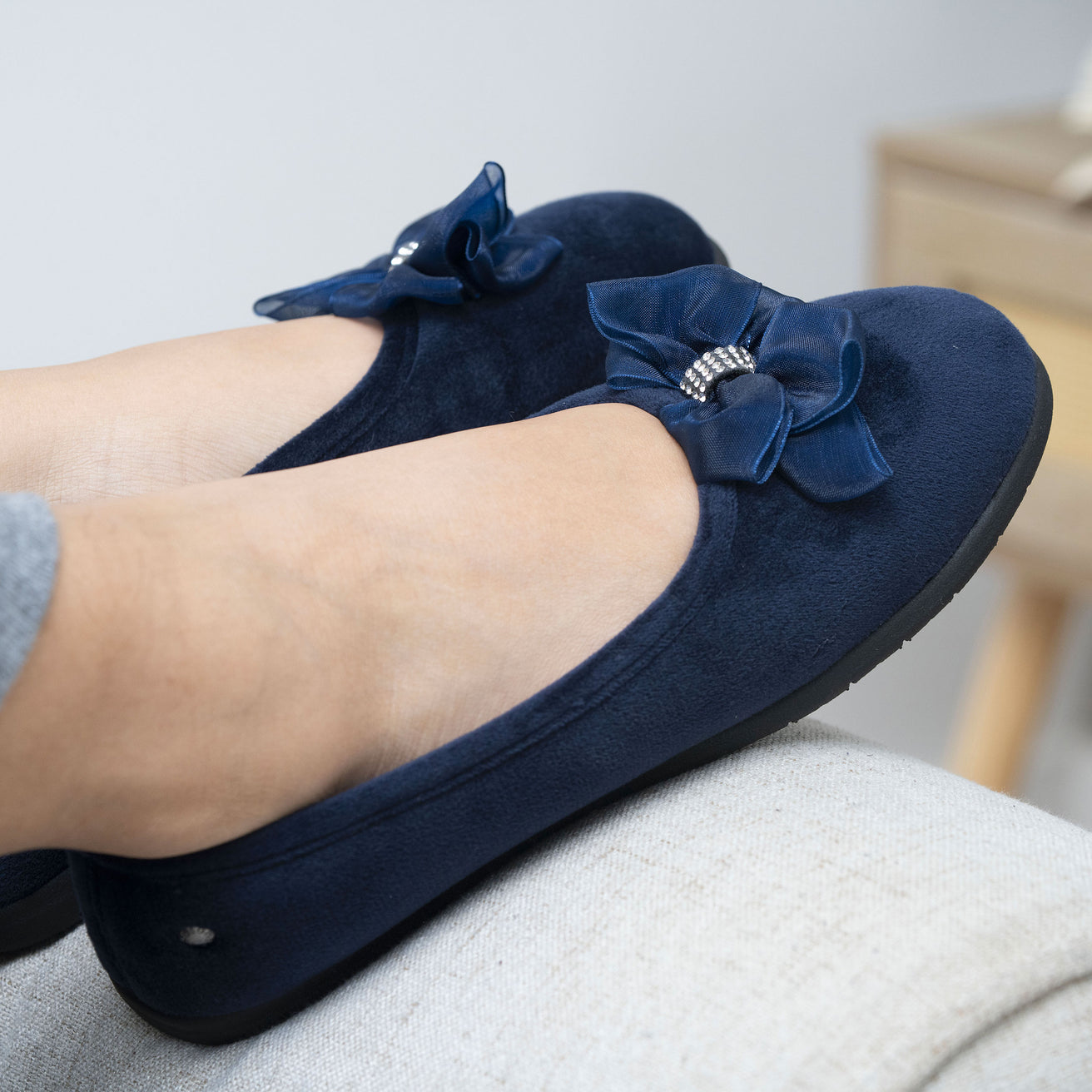 Pantoufle - FLYFLOT - Femme - Textile Bleu - Laine Intérieure Pantoufle - FLYFLOT - Femme - Textile Bleu - Laine Intérieure