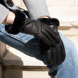 Gants Femme cuir bord fourrure Noir