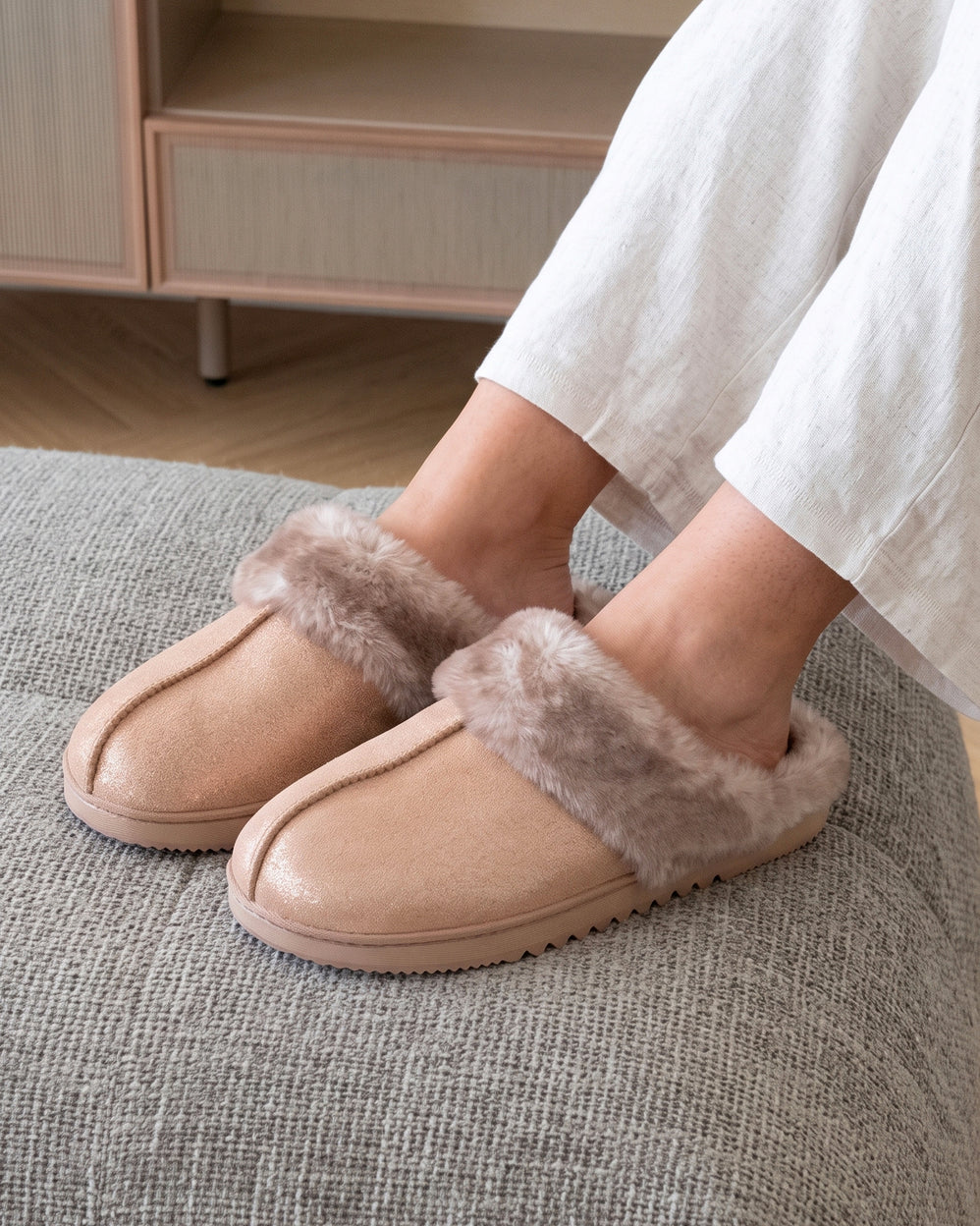 Chaussons Mules crantées Femme Camel - Isotoner