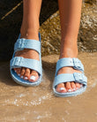 Mules claquettes Femme ajustable Bleu clair