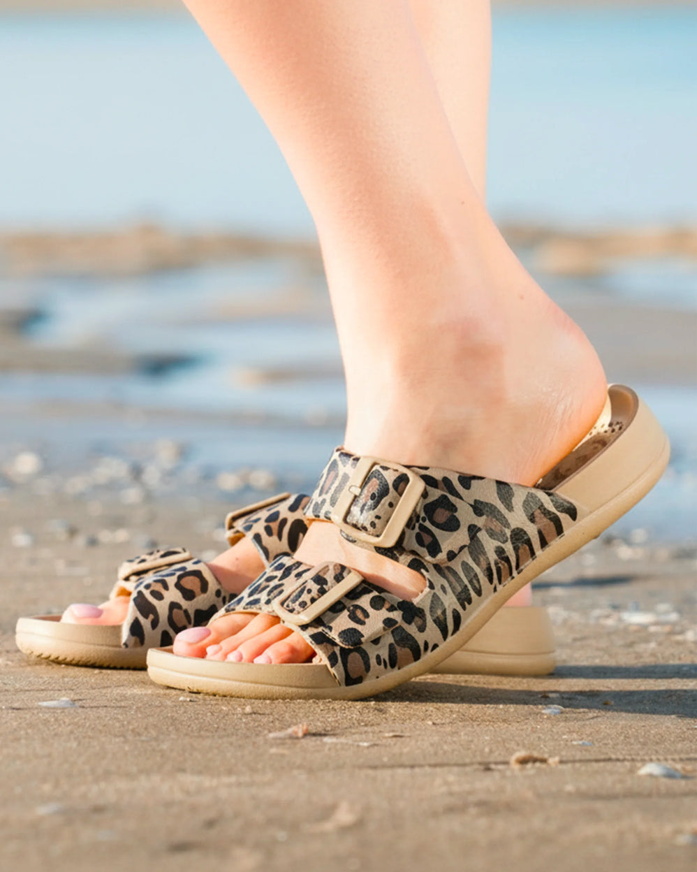 Mules claquettes Femme ajustable Léopard - Isotoner