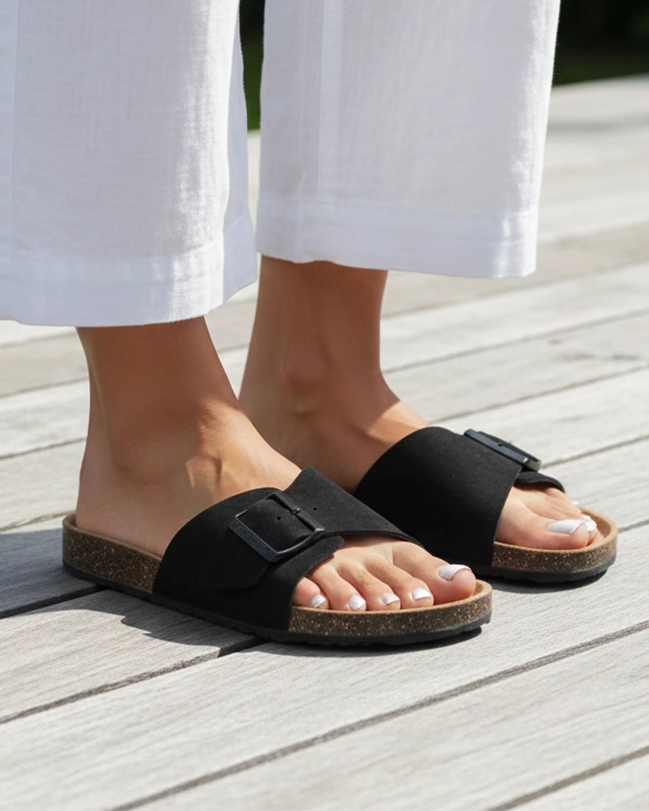 Mules Sandales Femme simple bride Noir