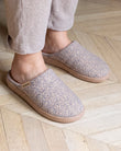 Chaussons mules Femme Léopard beige