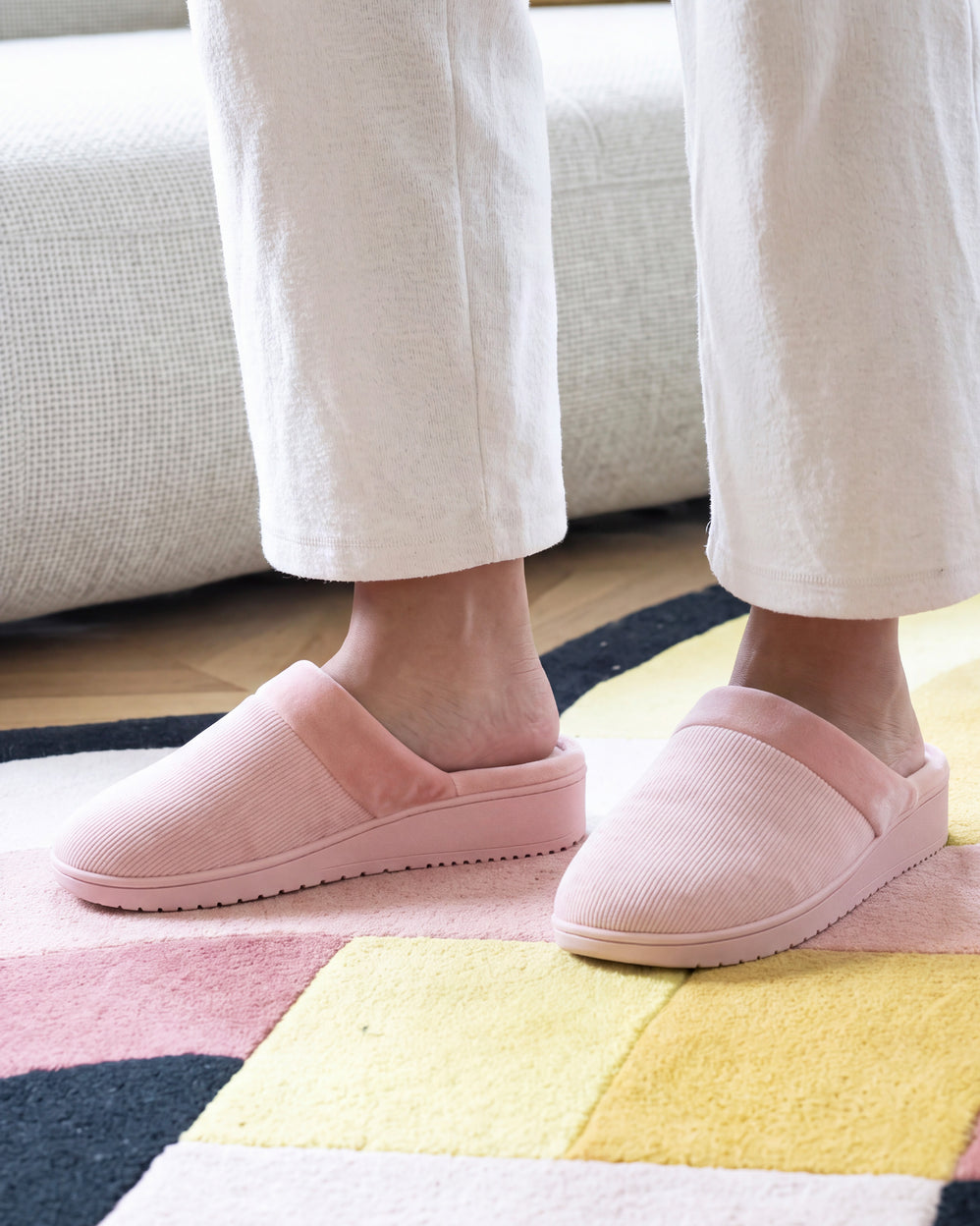 Chaussons mules talon Femme Blush velours - Isotoner