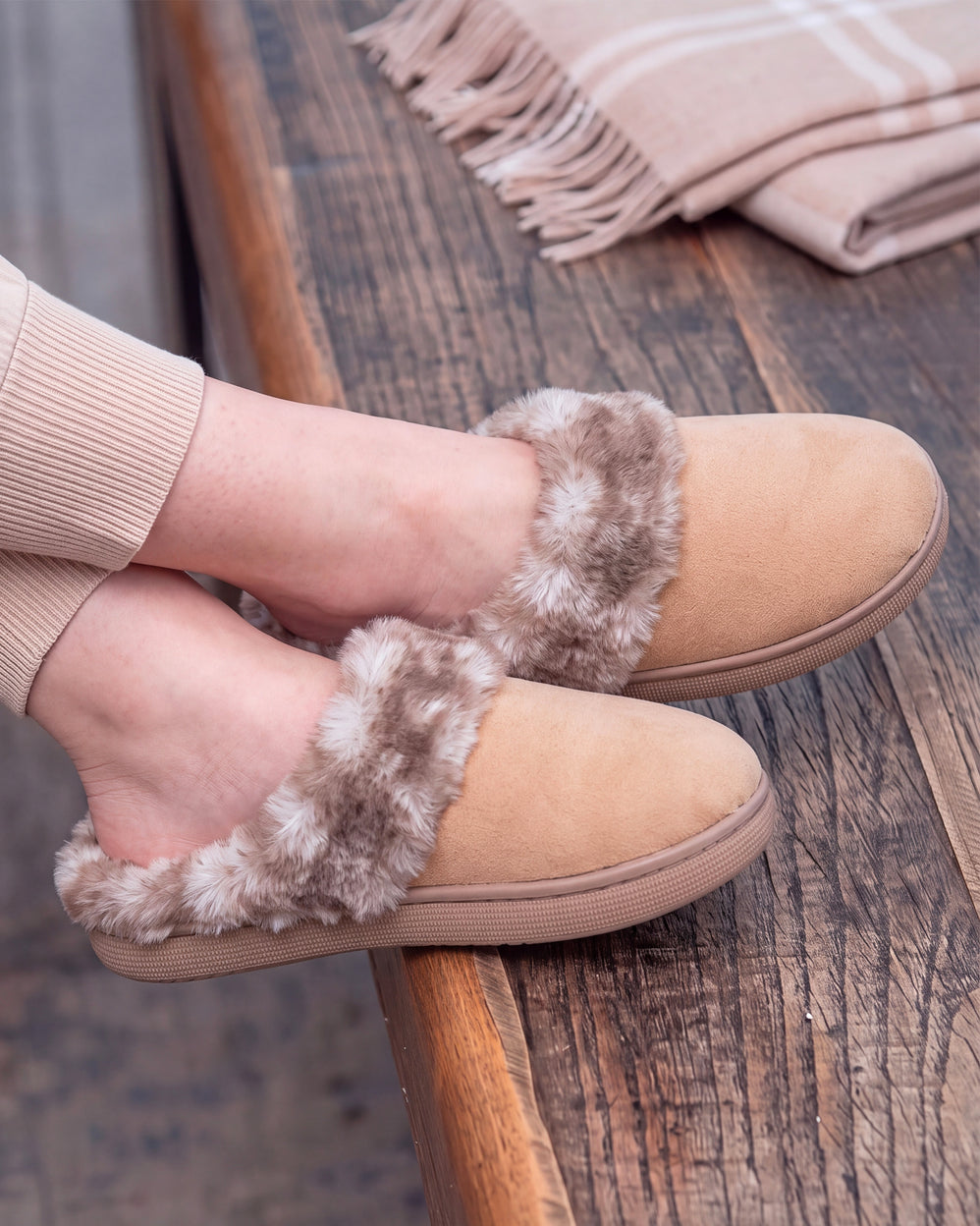 Chaussons Mules Femme BLOUP Camel - Isotoner