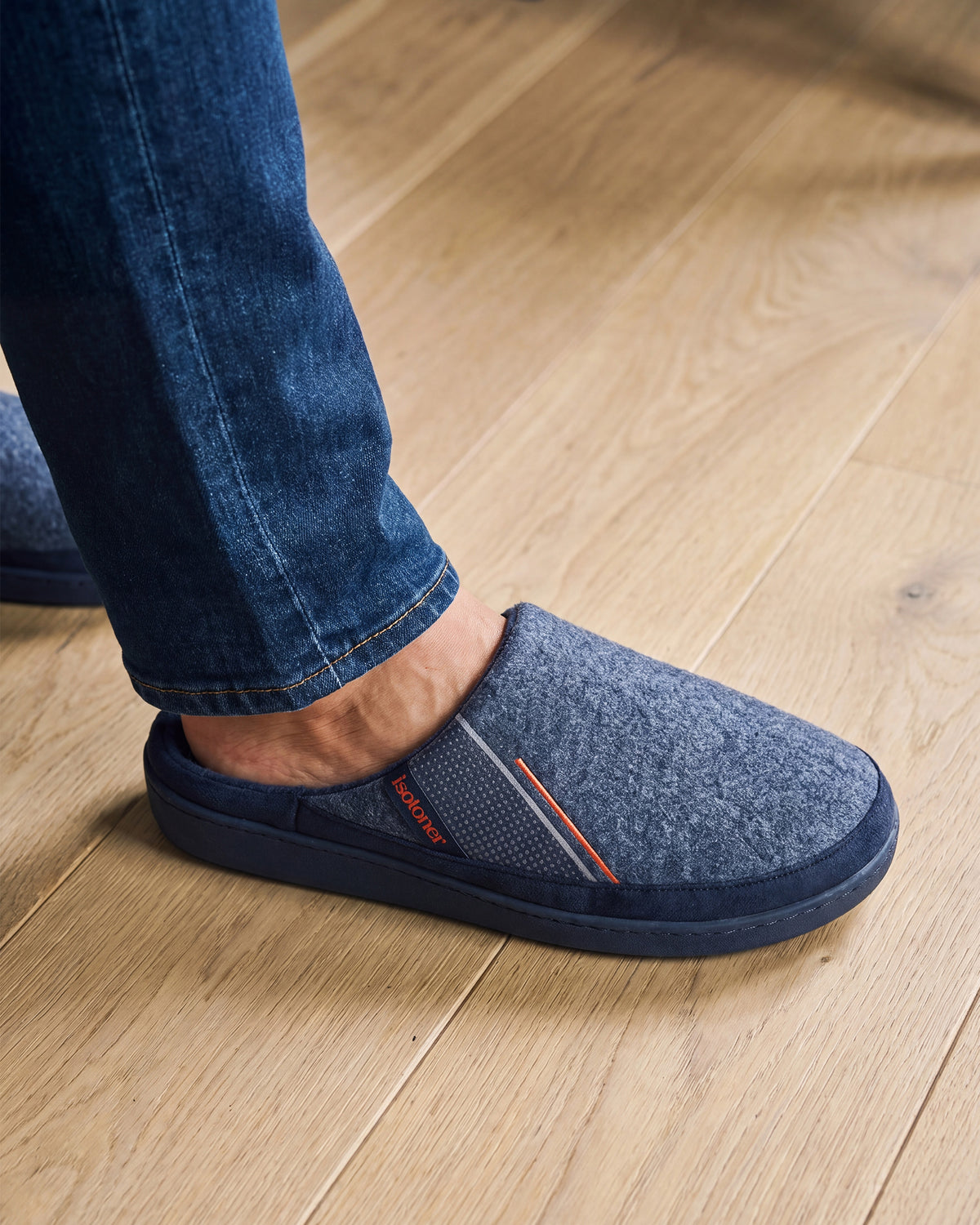 Chaussons Mules Homme Marine liseré Orange