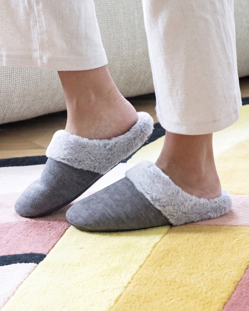 Chaussons Mules Femme pailleté Gris foncé - Isotoner