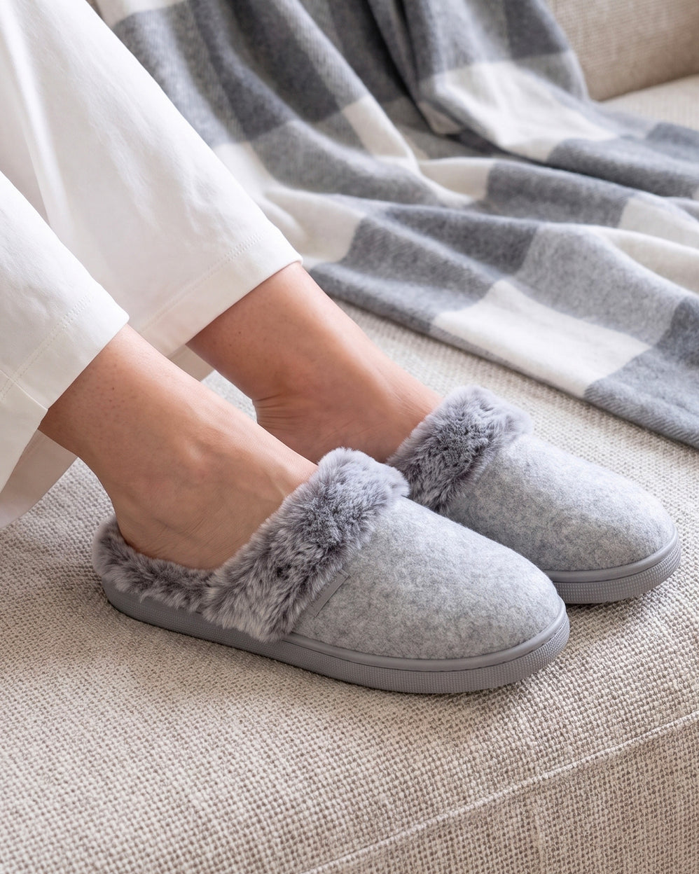 Chaussons Mules Femme BLOUP Gris Chiné - Isotoner