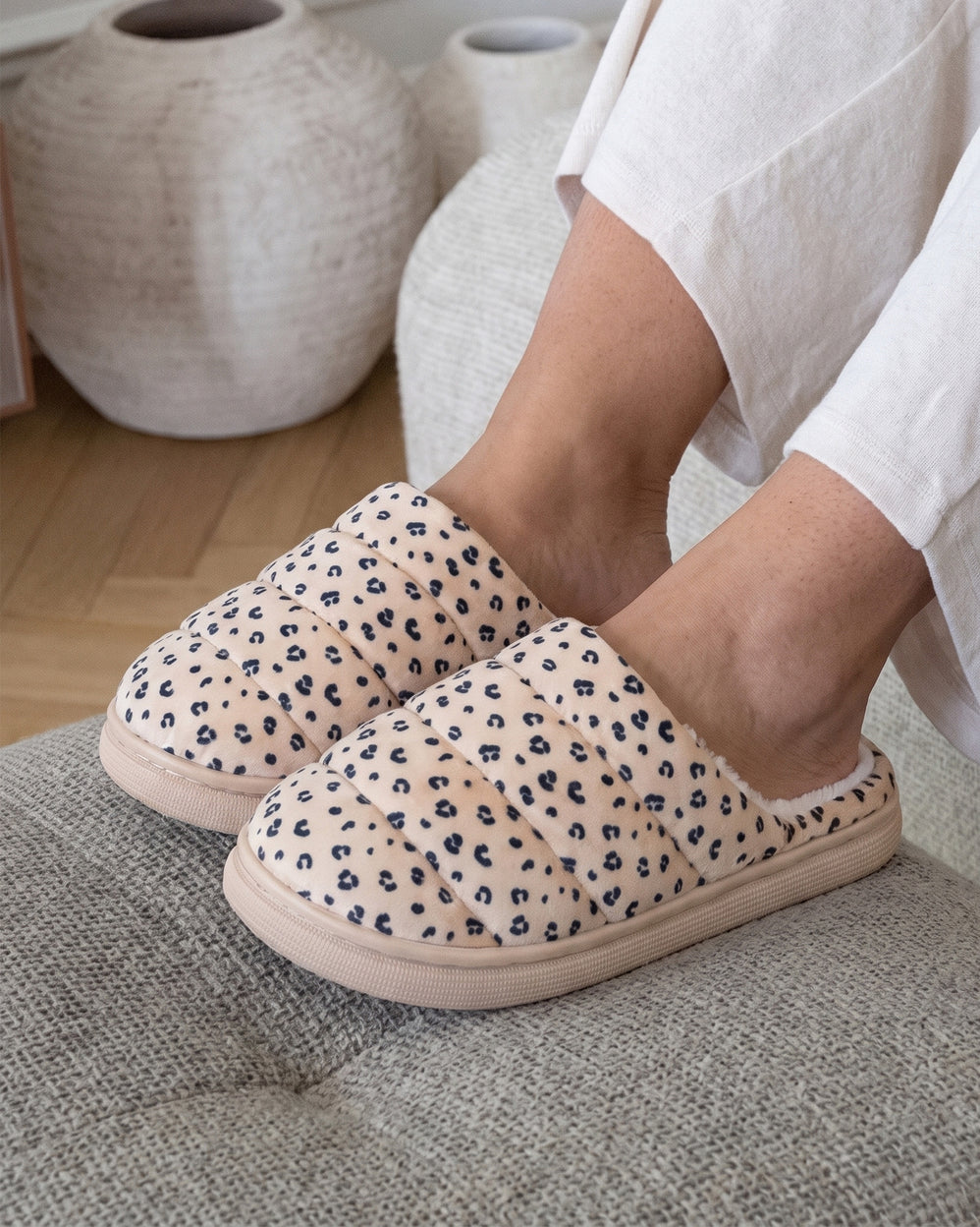 Chaussons Mules Femme BLOUP Léopard clair - Isotoner