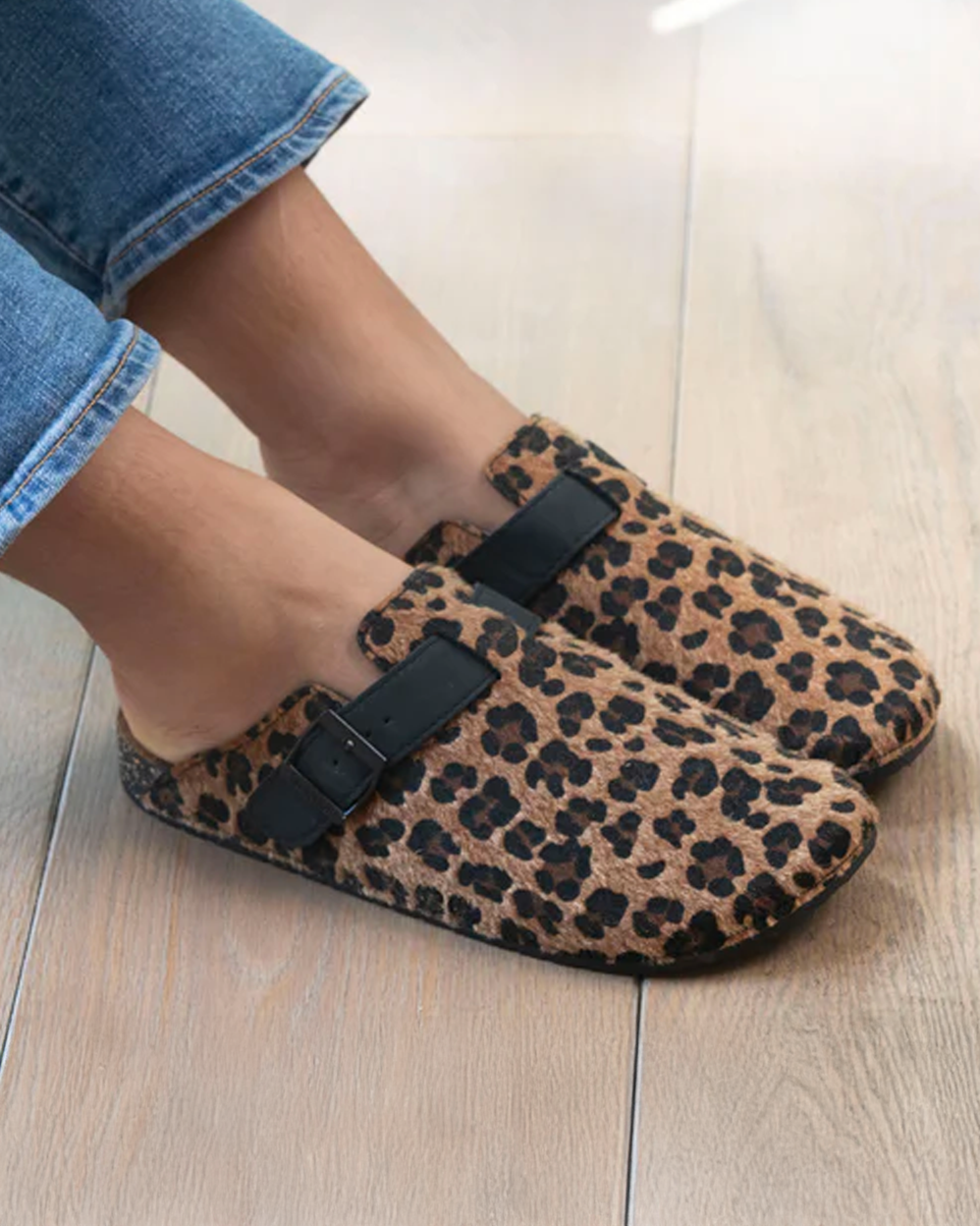 Mules Sabots Femme Léopard/Noir - Isotoner