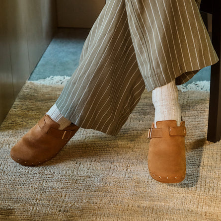 Sabots Femme fourrés Camel clous - Isotoner
