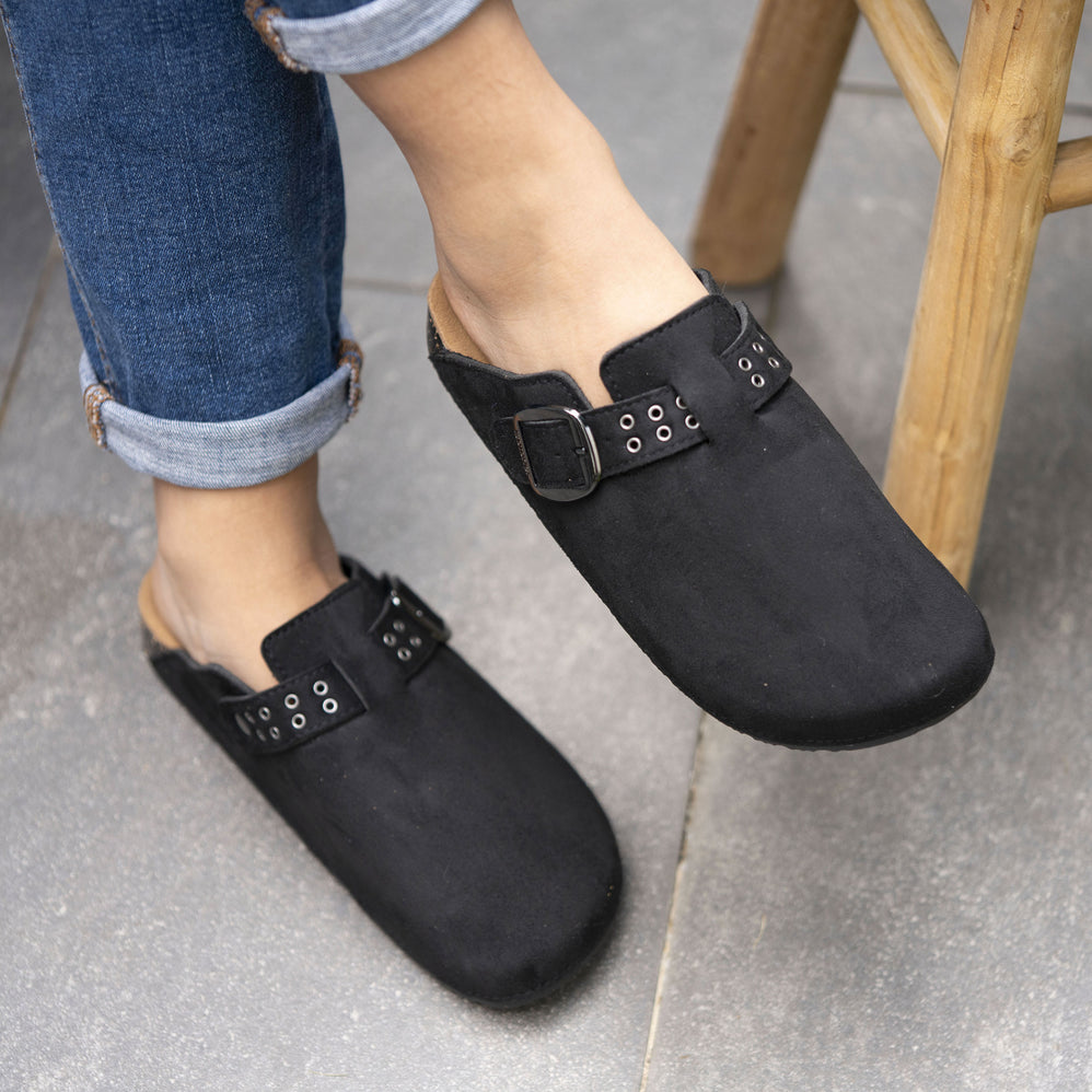 Sabots Femme microsuède œillets Noir - Isotoner