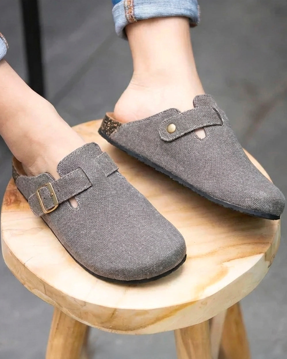 Mules Sabots Femme Taupe irisé - Isotoner