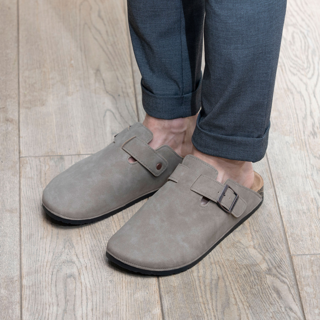 Mules sabots Homme Taupe