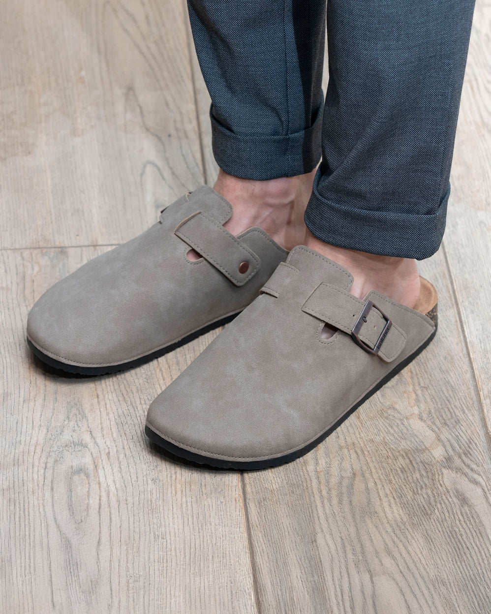 Mules sabots Homme Taupe - Isotoner