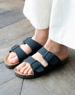 Mules sandales Femme Double Bride Noir