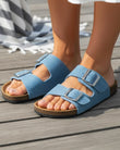 Mules sandales Femme Double Bride Bleu