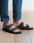 Mules sandales Homme double bride Kaki