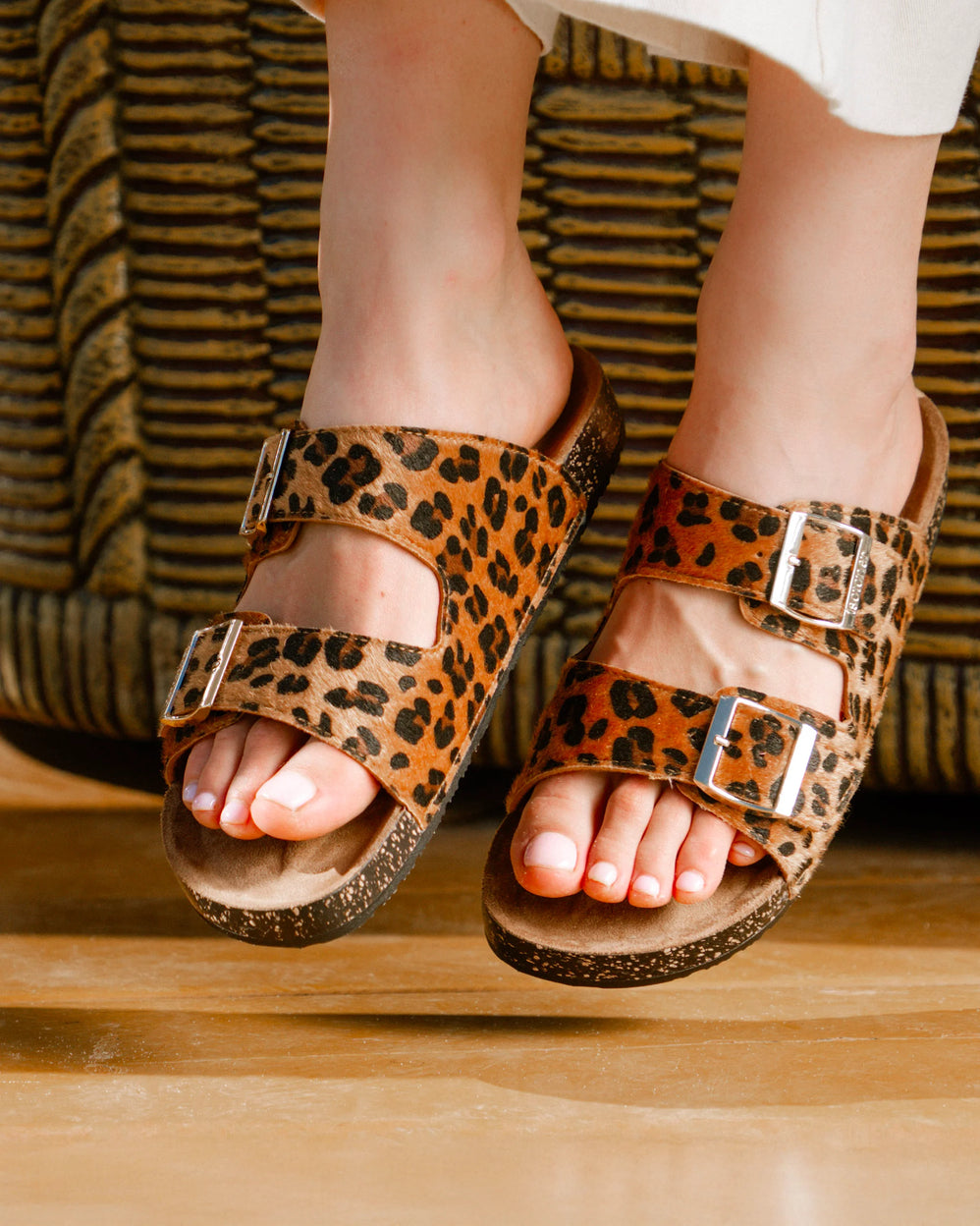 Mules sandales Femme double bride Léopard - Isotoner